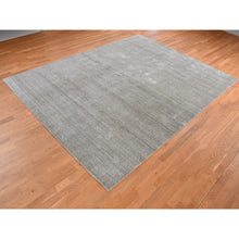 Load image into Gallery viewer, 9&#39;x12&#39; Olive Green, Tone On Tone Leaf Design, Silk With Distressed Textured Wool, Hand Knotted, Oriental Rug FWR522756