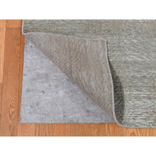 Load image into Gallery viewer, 9&#39;x12&#39; Olive Green, Tone On Tone Leaf Design, Silk With Distressed Textured Wool, Hand Knotted, Oriental Rug FWR522756