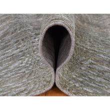 Load image into Gallery viewer, 9&#39;x12&#39; Olive Green, Tone On Tone Leaf Design, Silk With Distressed Textured Wool, Hand Knotted, Oriental Rug FWR522756