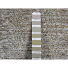 Load image into Gallery viewer, 9&#39;x12&#39; Olive Green, Tone On Tone Leaf Design, Silk With Distressed Textured Wool, Hand Knotted, Oriental Rug FWR522756
