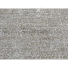 Load image into Gallery viewer, 9&#39;x12&#39; Olive Green, Tone On Tone Leaf Design, Silk With Distressed Textured Wool, Hand Knotted, Oriental Rug FWR522756