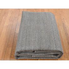 Load image into Gallery viewer, 9&#39;x12&#39; Olive Green, Tone On Tone Leaf Design, Silk With Distressed Textured Wool, Hand Knotted, Oriental Rug FWR522756