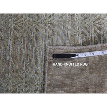 Load image into Gallery viewer, 9&#39;x12&#39; Olive Green, Tone On Tone Leaf Design, Silk With Distressed Textured Wool, Hand Knotted, Oriental Rug FWR522756