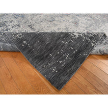 Load image into Gallery viewer, 9&#39;2&quot;x12&#39; Arsenic Gray, Wool And Silk, Erased And Broken Persian Heriz Inspired Design, Hand Knotted, Oriental Rug FWR522786