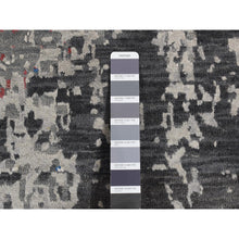 Load image into Gallery viewer, 9&#39;2&quot;x12&#39; Arsenic Gray, Wool And Silk, Erased And Broken Persian Heriz Inspired Design, Hand Knotted, Oriental Rug FWR522786
