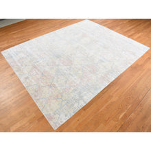 Load image into Gallery viewer, 9&#39;x11&#39;10&quot; Light Goldenrod Yellow, Pastel Colors, Trellis Design, Textured Wool And Pure Silk Genuine, Hand Knotted, Oriental Rug FWR522798