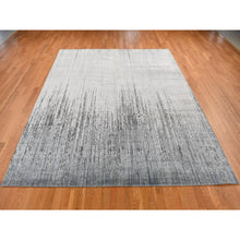 Load image into Gallery viewer, 9&#39;x11&#39;10&quot; Medium Gray, Vertical Ombre Design, Pure Silk, Hand Knotted, Oriental Rug FWR522804