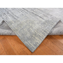Load image into Gallery viewer, 9&#39;x11&#39;10&quot; Medium Gray, Vertical Ombre Design, Pure Silk, Hand Knotted, Oriental Rug FWR522804