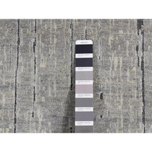 Load image into Gallery viewer, 9&#39;x11&#39;10&quot; Medium Gray, Vertical Ombre Design, Pure Silk, Hand Knotted, Oriental Rug FWR522804