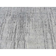 Load image into Gallery viewer, 9&#39;x11&#39;10&quot; Medium Gray, Vertical Ombre Design, Pure Silk, Hand Knotted, Oriental Rug FWR522804