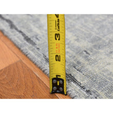 Load image into Gallery viewer, 9&#39;x11&#39;10&quot; Medium Gray, Vertical Ombre Design, Pure Silk, Hand Knotted, Oriental Rug FWR522804