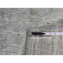 Load image into Gallery viewer, 9&#39;x11&#39;10&quot; Medium Gray, Vertical Ombre Design, Pure Silk, Hand Knotted, Oriental Rug FWR522804