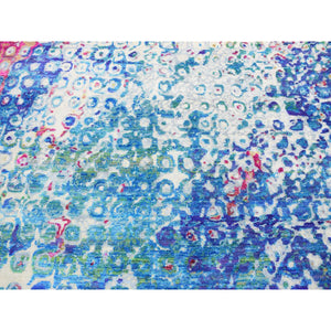 9'1"x12'1" Maya Blue, The Peacock, Colorful, Sari Silk, Hand Knotted, Oriental Rug FWR522828