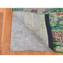 Load image into Gallery viewer, 8&#39;10&quot;x12&#39;2&quot; Cinereous Gray, Abstract Design, Sari Silk With Textured Wool, Hand Knotted, Oriental Rug FWR522840