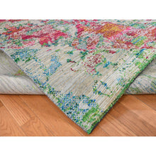 Load image into Gallery viewer, 8&#39;10&quot;x12&#39;2&quot; Cinereous Gray, Abstract Design, Sari Silk With Textured Wool, Hand Knotted, Oriental Rug FWR522840