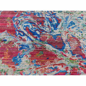 8'10"x12'2" Cinereous Gray, Abstract Design, Sari Silk With Textured Wool, Hand Knotted, Oriental Rug FWR522840