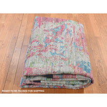 Load image into Gallery viewer, 8&#39;10&quot;x12&#39;2&quot; Cinereous Gray, Abstract Design, Sari Silk With Textured Wool, Hand Knotted, Oriental Rug FWR522840