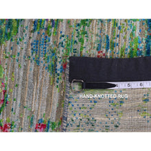 Load image into Gallery viewer, 8&#39;10&quot;x12&#39;2&quot; Cinereous Gray, Abstract Design, Sari Silk With Textured Wool, Hand Knotted, Oriental Rug FWR522840