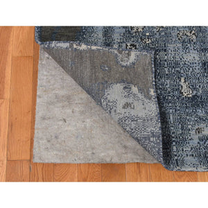 9'x12'1" Air Force Blue, Geological Design, Wool And Pure Silk, Hand Knotted, Oriental Rug FWR522876