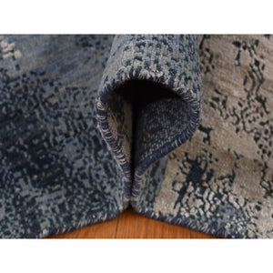 9'x12'1" Air Force Blue, Geological Design, Wool And Pure Silk, Hand Knotted, Oriental Rug FWR522876