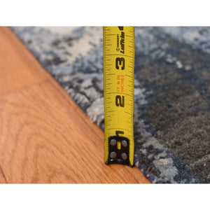 9'x12'1" Air Force Blue, Geological Design, Wool And Pure Silk, Hand Knotted, Oriental Rug FWR522876