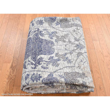 Load image into Gallery viewer, 9&#39;x11&#39;10&quot; Ivory, Silk With Textured Wool, Broken And Erased Mughal Design, Hand Knotted, Oriental Rug FWR522900