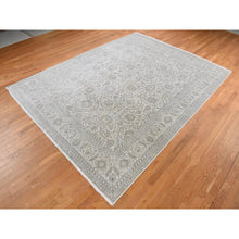 Load image into Gallery viewer, 8&#39;10&quot;x12&#39; Ash Gray, Arabesque Motif, Pure Silk Tone On Tone Hand Knotted Oriental Rug FWR522930