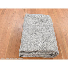 Load image into Gallery viewer, 8&#39;10&quot;x12&#39; Ash Gray, Arabesque Motif, Pure Silk Tone On Tone Hand Knotted Oriental Rug FWR522930