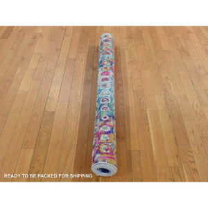 5'1"x7' Sapphire Blue, THE PEACOCK, Sari Silk, Hand Knotted, Oriental Rug FWR523014