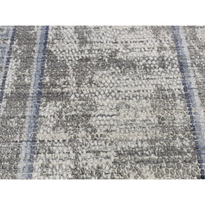 5'2"x6'10" Timberwolf Gray, Silken, Roman Mosaic Design, Hand Knotted, Oriental Rug FWR523062