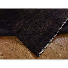 Load image into Gallery viewer, 4&#39;x5&#39;8&quot; Bistre Brown, Hand Knotted, Wool And Silk, Roman Key Design, Tone On Tone, Nepali, Oriental Rug FWR523098
