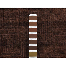 Load image into Gallery viewer, 4&#39;x5&#39;8&quot; Bistre Brown, Hand Knotted, Wool And Silk, Roman Key Design, Tone On Tone, Nepali, Oriental Rug FWR523098