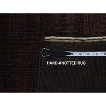 Load image into Gallery viewer, 4&#39;x5&#39;8&quot; Bistre Brown, Hand Knotted, Wool And Silk, Roman Key Design, Tone On Tone, Nepali, Oriental Rug FWR523098