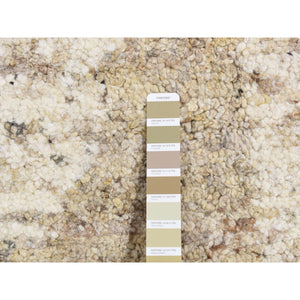 3'x3' Khaki Brown, Organic Wool, Tone On Tone, Soft And Vibrant Pile, Sustainable, Undyed, Natural Abrash, Thick Chunky Texture, Hand Knotted, Sample Oriental Rug FWR523140