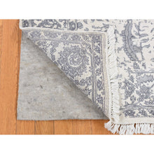 Load image into Gallery viewer, 5&#39;2&quot;x7&#39; Ivory, Broken and Erased Persian Design, Plant Base Silk Art Silk, Hand Knotted, Oriental Rug FWR523146