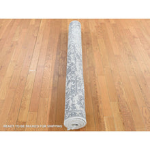 Load image into Gallery viewer, 5&#39;2&quot;x7&#39; Ivory, Broken and Erased Persian Design, Plant Base Silk Art Silk, Hand Knotted, Oriental Rug FWR523146
