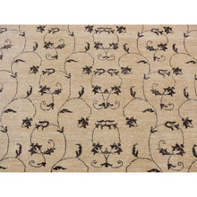 Load image into Gallery viewer, 4&#39;7&quot;x6&#39;4&quot; Beige, Scroll And Branch Design, Tone On Tone, Hand Knotted Pure Wool Oriental Rug FWR523194
