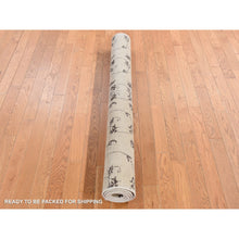 Load image into Gallery viewer, 4&#39;7&quot;x6&#39;4&quot; Beige, Scroll And Branch Design, Tone On Tone, Hand Knotted Pure Wool Oriental Rug FWR523194