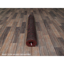Load image into Gallery viewer, 3&#39;3&quot;x6&#39;8&quot; Scarlet Red, Vintage Persian Baluch with Geometric Pattern, Shaved Low, Zero Pile, Worn and Distressed, Sides and Ends Professionally Secured, Hand Knotted, 100% Wool, Wide Runner, Oriental Rug FWR5226