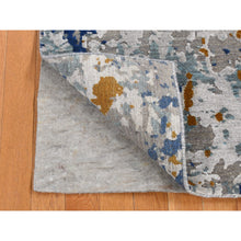 Load image into Gallery viewer, 3&#39;10&quot;x5&#39;10&quot; Battleship Gray, Modern Abstract Galaxy Design, Wool And Silk, Hi-low Pile, Hand Knotted, Oriental Rug FWR523200
