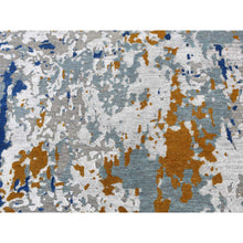 Load image into Gallery viewer, 3&#39;10&quot;x5&#39;10&quot; Battleship Gray, Modern Abstract Galaxy Design, Wool And Silk, Hi-low Pile, Hand Knotted, Oriental Rug FWR523200