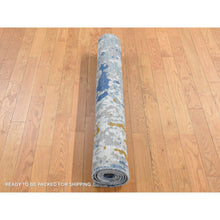 Load image into Gallery viewer, 3&#39;10&quot;x5&#39;10&quot; Battleship Gray, Modern Abstract Galaxy Design, Wool And Silk, Hi-low Pile, Hand Knotted, Oriental Rug FWR523200