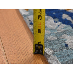 3'10"x5'10" Battleship Gray, Modern Abstract Galaxy Design, Wool And Silk, Hi-low Pile, Hand Knotted, Oriental Rug FWR523200