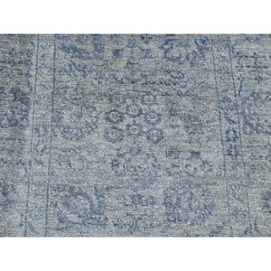 3'1"x8'3" Carbon Gray, Tone On Tone, Modern Tabriz Design, Wool And Silk, Hand Knotted, Runner Oriental Rug FWR523206