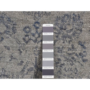3'1"x8'3" Carbon Gray, Tone On Tone, Modern Tabriz Design, Wool And Silk, Hand Knotted, Runner Oriental Rug FWR523206
