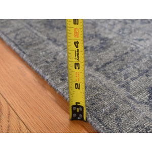 3'1"x8'3" Carbon Gray, Tone On Tone, Modern Tabriz Design, Wool And Silk, Hand Knotted, Runner Oriental Rug FWR523206