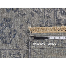 Load image into Gallery viewer, 3&#39;1&quot;x8&#39;3&quot; Carbon Gray, Tone On Tone, Modern Tabriz Design, Wool And Silk, Hand Knotted, Runner Oriental Rug FWR523206