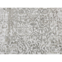 Load image into Gallery viewer, 2&#39;7&quot;x8&#39; Battleship Gray, Erased And Broken Persian Design, Wool And Pure Silk, Hand Knotted, Runner Oriental Rug FWR523218