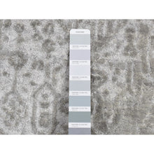 Load image into Gallery viewer, 2&#39;7&quot;x8&#39; Battleship Gray, Erased And Broken Persian Design, Wool And Pure Silk, Hand Knotted, Runner Oriental Rug FWR523218