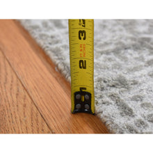 Load image into Gallery viewer, 2&#39;7&quot;x8&#39; Battleship Gray, Erased And Broken Persian Design, Wool And Pure Silk, Hand Knotted, Runner Oriental Rug FWR523218